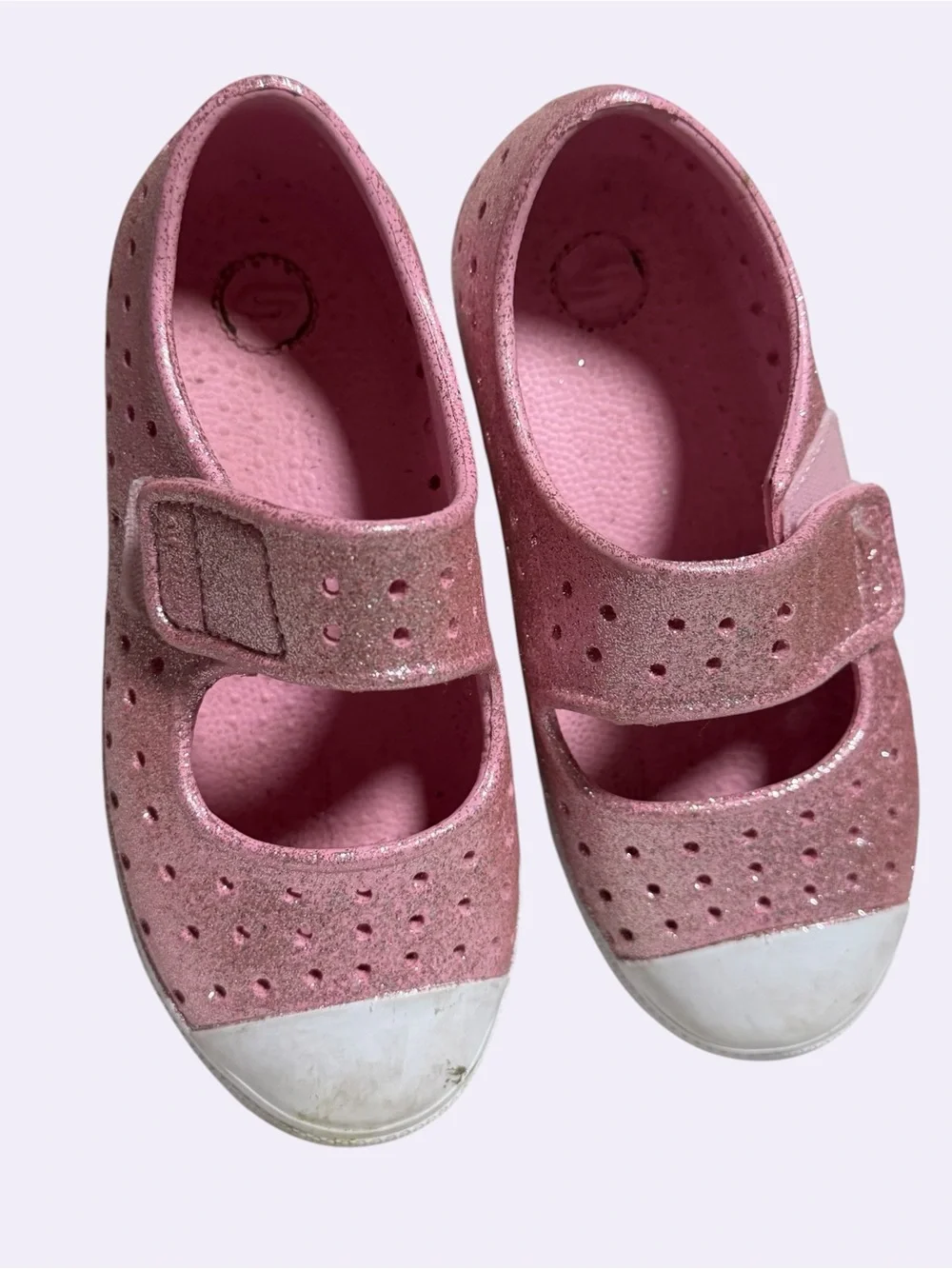 Girls' Glitter Pink Mary Jane Casual Shoes Velcro Lightweight size 10